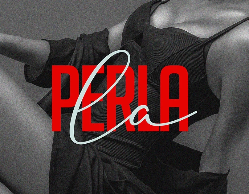 Le Pearl lingerie rebrand with expressive red lettering over monochrome photography